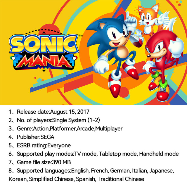 Sonic Mania Nintendo Switch Game Deals for Nintendo Switch OLED Nintendo  Switch Lite Switch Game Card Physical - AliExpress